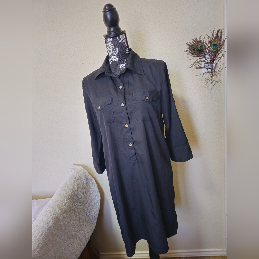Speed Control 🖤 Black Button-Up Shirt Dress (Large) 🖤